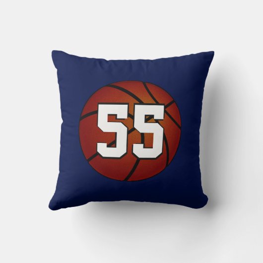 濃紺そして白くパーソナライズなバスケットボールの枕 クッション (裏面)