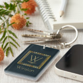 濃紺で金カスタムなモノグラム キーホルダー (正面右)