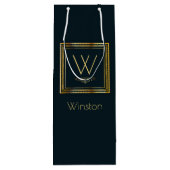 濃紺で金カスタムなモノグラム ワインギフトバッグ (裏面)