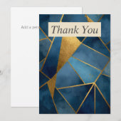 濃紺とゴールドの幾何学模様の感謝カード 招待状 (正面/裏面)