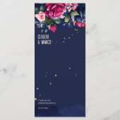 濃紺とピンクと青の花のメニューテンプレート メニュー (裏面)