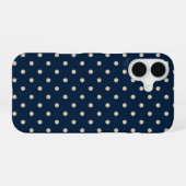 濃紺とベージュのドット iPhone 16ケース (裏面横)