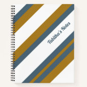 濃紺と茶色の対角幾何学ストライプ ノートブック (正面)