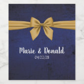 濃紺に金のリボン ワインラベル (シングルラベル)