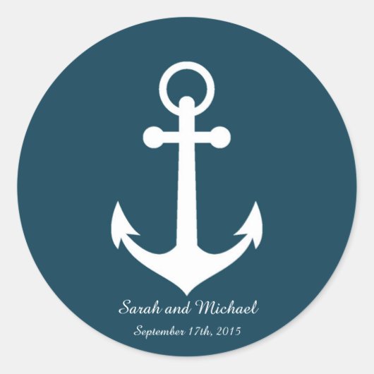 濃紺のいかりのカスタムな封筒のステッカーのシール ラウンドシール (正面)