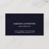 濃紺のお洒落な電球のモダン 名刺 (裏面)