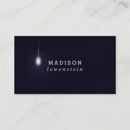 濃紺のお洒落な電球のモダン 名刺 (正面)