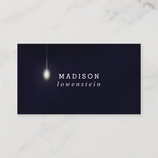 濃紺のお洒落な電球のモダン 名刺 (正面)