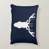 濃紺のエレガントで白いトナカイのシルエット アクセントクッション (裏面(縦))