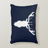 濃紺のエレガントで白いトナカイのシルエット アクセントクッション (正面(垂直))
