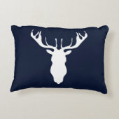 濃紺のエレガントで白いトナカイのシルエット アクセントクッション (裏面)