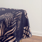 濃紺のエレガントなばら色の金ゴールドの花のスケッチ テーブルクロス (インサイチュ)