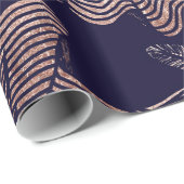 濃紺のエレガントなばら色の金ゴールドの花のスケッチ ラッピングペーパー (ロールコーナー)