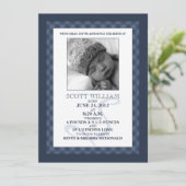 濃紺のギンガムによっては写真の誕生の発表が夢を見ます 案内状 (スタンド正面)