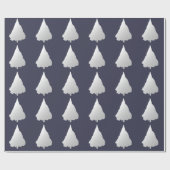 濃紺のクリスマスツリーの銀の休日 ラッピングペーパー (フラット)