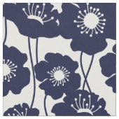 濃紺のケシパターン ファブリック (クローズアップ)