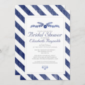 濃紺のストライプのブライダルシャワー招待状 招待状 (正面/裏面)