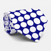 濃紺のタイの大きく白いドット・パターン ネクタイ (ロール)