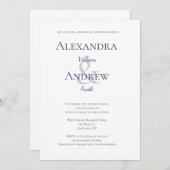 濃紺のタイポグラフィのリハーサルの夕食の招待状 招待状 (正面/裏面)