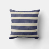 濃紺のタンの動揺してで広いストライプのトスの枕 クッション (裏面)