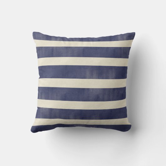 濃紺のタンの動揺してで広いストライプのトスの枕 クッション (裏面)