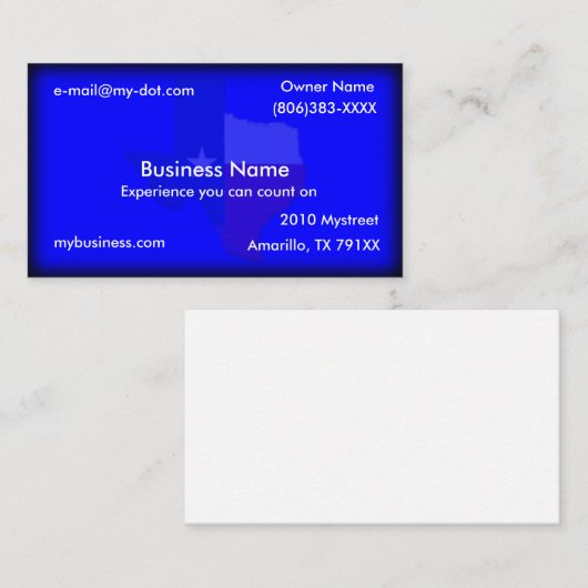 濃紺のテキサス州の旗の地図の名刺 名刺 (正面/裏面)