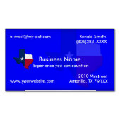 濃紺のテキサス州の旗の地図 マグネット名刺 (正面)