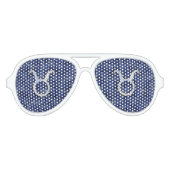 濃紺のデジタルカムフラージュのトーラスの(占星術の)十二宮図の印 アビエーターサングラス (正面)