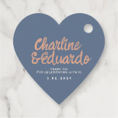 濃紺のハートレトロな手書きグリーンのお favors タグ (裏面)