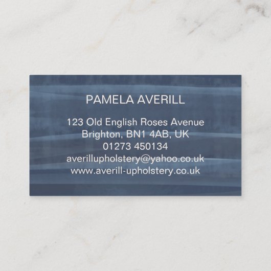 濃紺のバラの時代物の家具の家具製造販売業 名刺 (裏面)