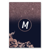 濃紺のバラの金ゴールドのグリッターの花のテーブル数 テーブルナンバー (裏面)