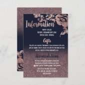 濃紺のバラの金ゴールドのグリッターの花の結婚式の詳細 エンクロージャーカード (正面/裏面)