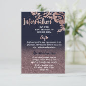 濃紺のバラの金ゴールドのグリッターの花の結婚式の詳細 エンクロージャーカード (スタンド正面)
