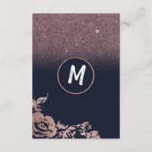 濃紺のバラの金ゴールドのグリッターの花の結婚式の詳細 エンクロージャーカード (裏面)