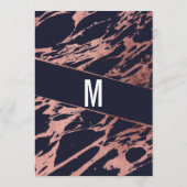 濃紺のバラの金ゴールドの大理石の斜めの結婚式メニュー メニュー (裏面)