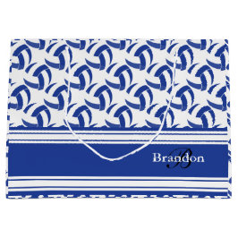 濃紺のバレーボールを個人化して下さい ラージペーパーバッグ