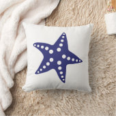 濃紺のヒトデの装飾用クッション、ビーチの海のテーマ クッション (ブランケット)