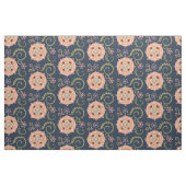 濃紺のピンクの円形浮彫り ファブリック (ヤード)