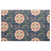 濃紺のピンクの円形浮彫り ファブリック (ファットクウォーター)