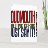 濃紺のピースサイン、おしゃべり屋の挨拶状 サンキューカード (裏面)