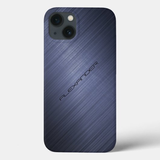 濃紺のブラシをかけられたアルミニウム金属の一見の2モノグラム Case-Mate iPhoneケース (裏面)