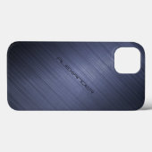 濃紺のブラシをかけられたアルミニウム金属の一見の2モノグラム Case-Mate iPhoneケース (裏面 (横))