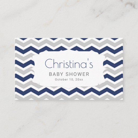 濃紺のベビーシャワーのおむつのラッフルのチケット エンクロージャーカード (裏面)