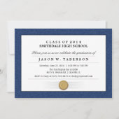 濃紺のボーダー免状の卒業の招待状 招待状 (正面)