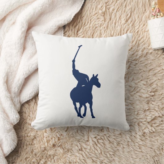 濃紺のポロプレーヤーの枕 クッション (ブランケット)