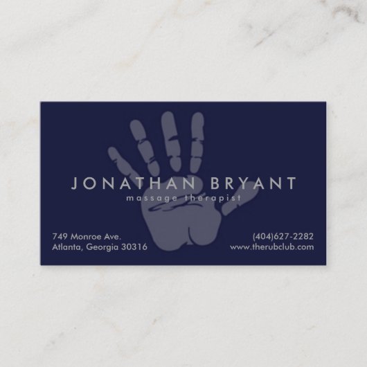 濃紺のマッサージセラピストの名刺 名刺 (正面)