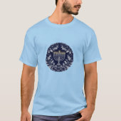 濃紺のメノラー、ウィリアム・モリス柄 Tシャツ (正面)
