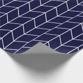 濃紺のモダンな上品の白いシェブロン ラッピングペーパー (角)