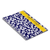 濃紺のモノグラムのな要素のプリント ノートブック (右側)