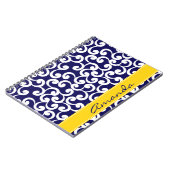 濃紺のモノグラムのな要素のプリント ノートブック (左側)